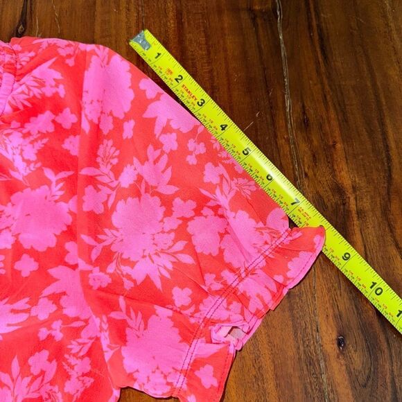 ROBERTSON + RODEO CANDY SHOP POPPY PINK FLORAL SURPLICE RUFFLE DRESS sz M - Picture 13 of 15